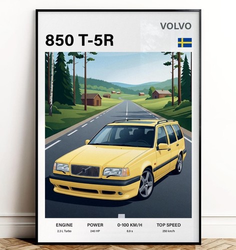 Volvo 850 poster wall art - 850, t-5r