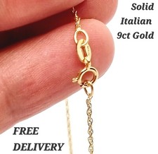 9 ct Gold Chain Necklace 375 Hallmarked Jewelley Curb Rolo Snake Box Singapore