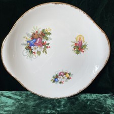 Vintage Retro Bone China Christmas Sandwich/Cake Plate Good Edge Bells/Candles