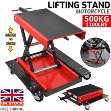 500KG Motorcycle Motorbike Workshop Scissor Lift Jack Stand Paddock with 4 Wheel