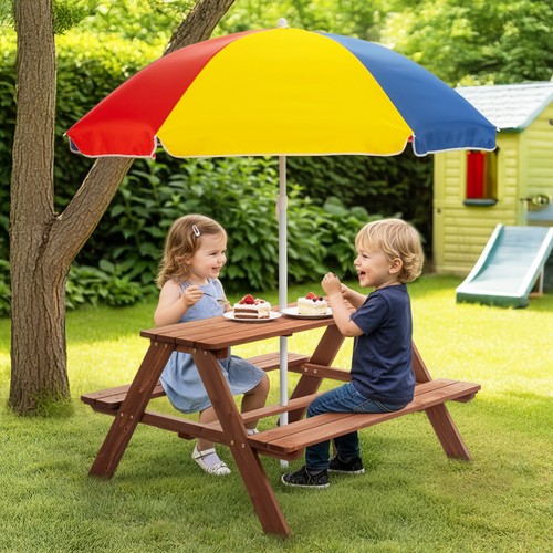 Kids picnic table with - picnic, parasol