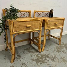 Pair of Vintage Rattan Bedside