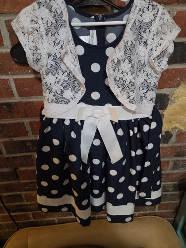 Bonnie jean navy polka - jean, dot