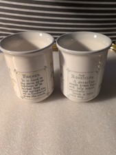 Set Of 2 Vintage Biltons mug, herbs, roseship, fennel, embossed floral pattern