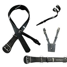 Sam Browne Belt BLACK LEATHER Complete Genuine British Military Army Cross - Lot