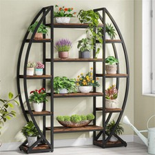 8 Tier Large Plant Stand Industrial Curved Oval Flower Pot Rack Staggered Shelf