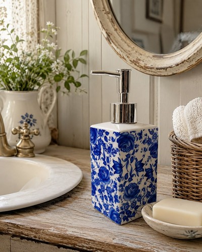Delft blue soap dispenser - blue,