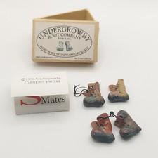 Vintage Handcrafted Soul Mates Miniature Clay Hobnail Boots, Boxed