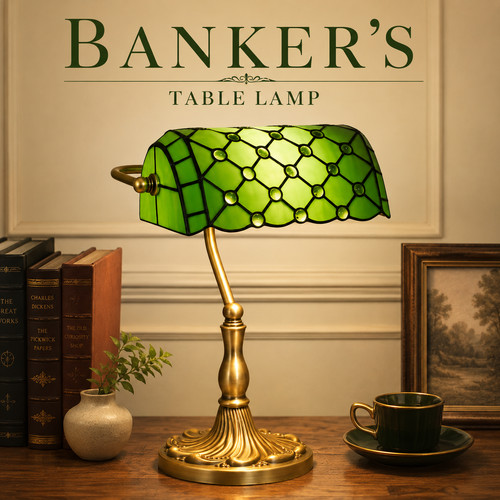 Banker table lamp tiffany - banker's,