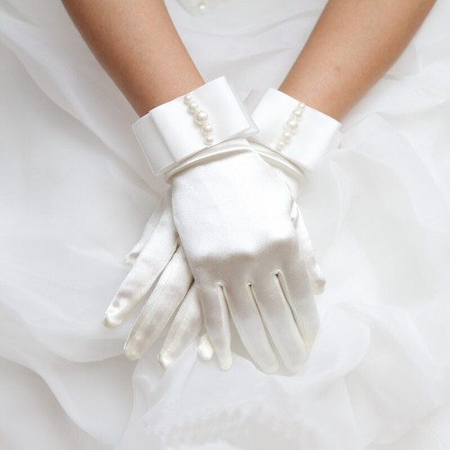 Satin short bead gloves dress - bead,