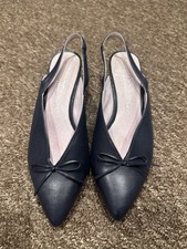 Navy Blue Vintage Style Next Kitten Heel With Bow Design