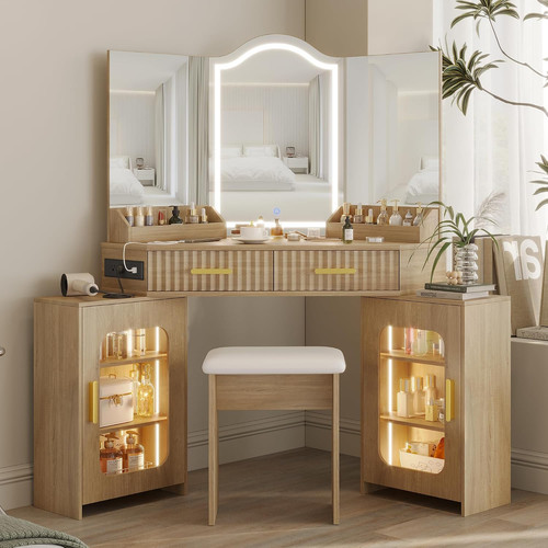 Corner vanity desk with way - desk,