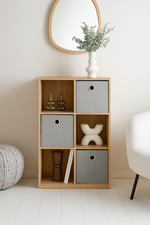 6-Cube Storage Organizer Shelf Unit with 3 Fabric Baskets Bookcase Living Room