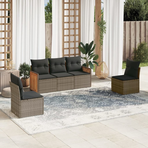Garden sofa set grey rattan - grey, pe