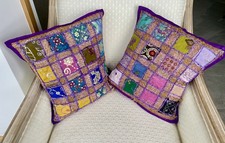 Indian Cushion Covers Pillow Home Decor 16x16" Vintage Embroidery Patchwork Boho