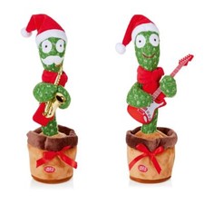 Christmas Cactus Animated Dancing Singing 35cm with Sax or Guitar LED Lights