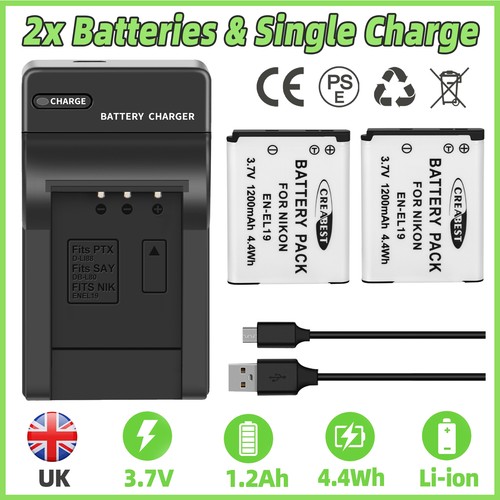 2pc el19 battery - 2pc, charger