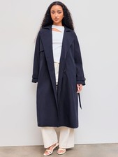 Cider Navy Belted Trench Coat