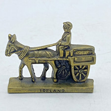 Ireland Brass Horse Cart Buggy Carriage Wagon Statue 3 1/2"