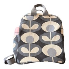 Orla kiely Black Backpack, Floral Womens bag with adjustable straps, Handmade
