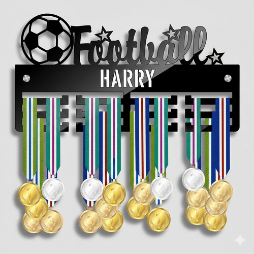 Custom football medal hanger - football,