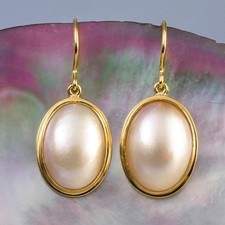Earrings White Mabe Pearl Oval