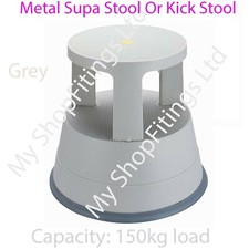 Kick Step Stool Swift Metal Heavy Duty Roll Around Non Slip Ladder Grey White