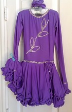 Vintage Girls Ballroom Latin Dance Dress Custom Made With Swarovski Fits Sz 5-10
