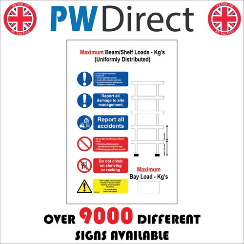 Sign maximum beam shelf loads - sign,