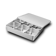 Stainless Steel Seasoning Box 6 Compartment Spice Organizer Condiment Holder Set