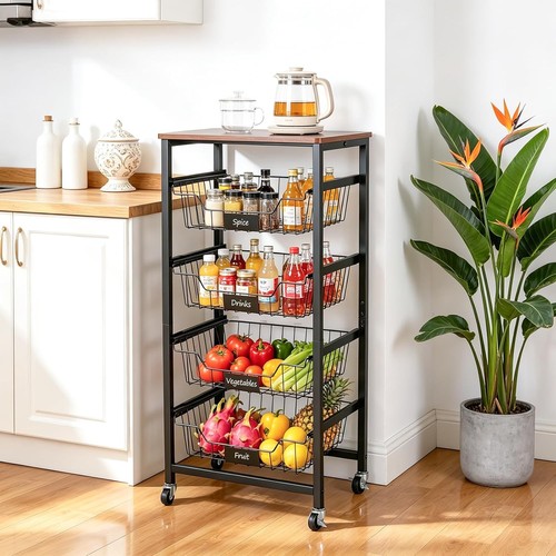 Tier kitchen trolley on - 5-tier,