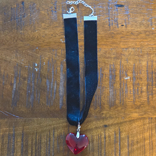 Black velvet ribbon choker - black,