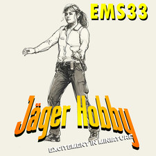 EMS33 – Scale Model Figure: Female Paramedic with Backpack Pushing Stretcher