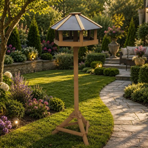Hexagonal wood bird feeding - bird,