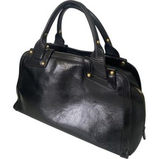 Smythson Black Leather Handbag