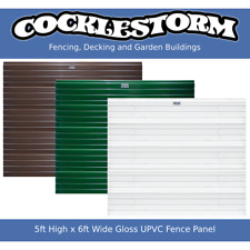 5ft High x 6ft Wide Gloss uPVC Plastic Garden Fence Panel & Anti Theft Clips