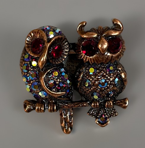 Owls branch brooch ab - on,