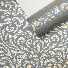 Blue Floral Damask Wallpaper