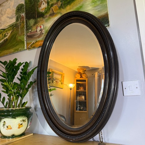 Large antique oval mirror - antique,