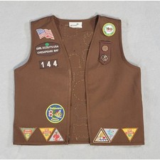 Girl Scouts Brownie Uniform Vest 40+ Award Patches & Insignia Youth Size Small