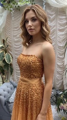 Ladies dress orange couture - ladies,