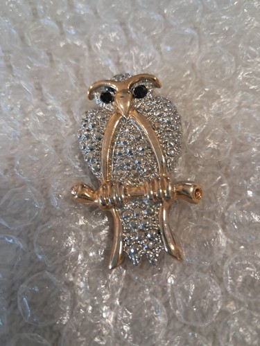 Gold and silver tone owl - gold,