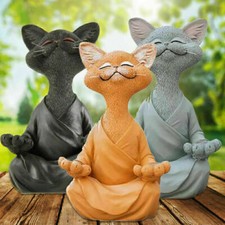Meditation Statue Cat Statue 12cm Yoga Cat Animal Figures Decorative Resin
