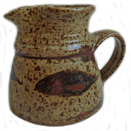 Studio pottery brown leaf jug - pottery,