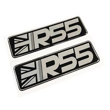 x2 R55 Union Jack Car Chrome 3D Domed Gel Decal Badge Wing Fits Mini Clubman