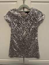 M&S Autograph Sequin Girls Dress Silver Age 8-9 Yrs