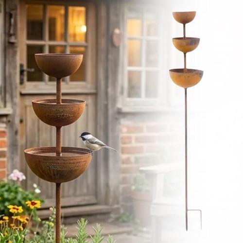 Rust metal rain catcher stake - metal,