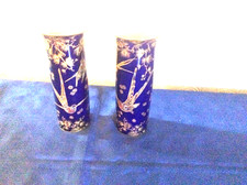 Crown Ducal Pair of Vases Gold on Cobalt Ground REDUCED