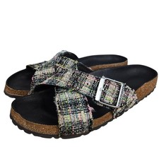 Birkenstock Siena II Vegan Rivot Logo Multicolor Black Footbed Women's 9 Sandals