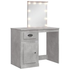 Dressing Table Makeup Vanity Desk with LED Lights Concrete Grey vidaXL